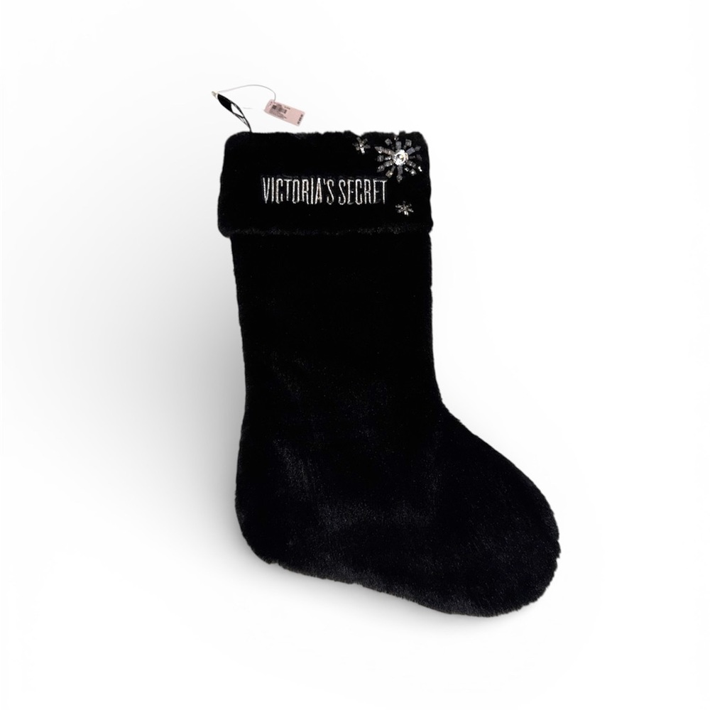 Victoria's Secret Elegant Black Rhinestone Embroidered Stocking